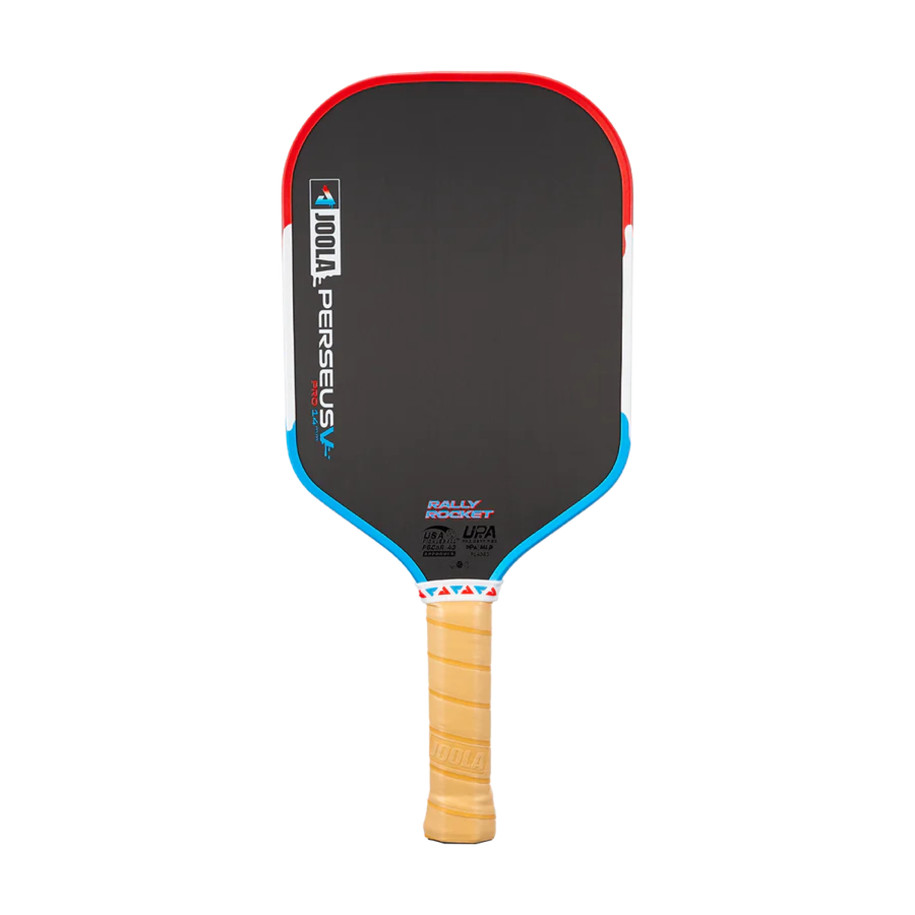 Perseus Pro V Rally Rocket 16mm nhìn trực diện, phối màu đỏ trắng xanh