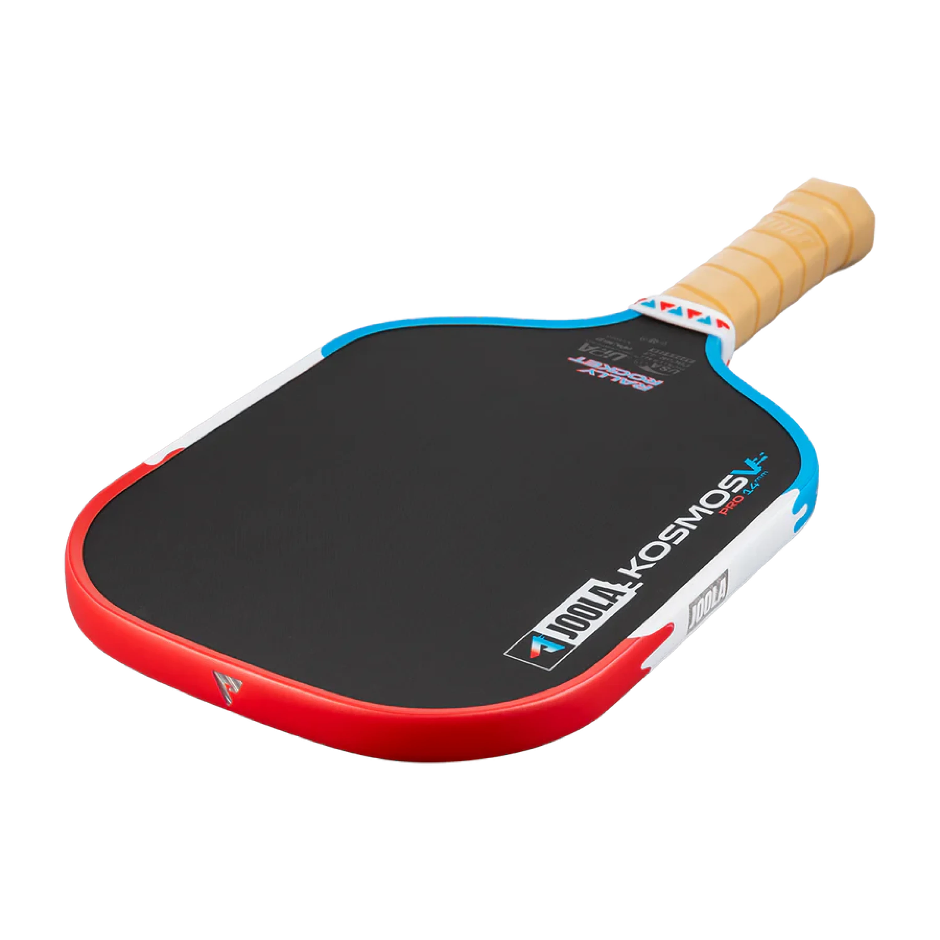Kosmos Pro V Rally Rocket đặt nằm, nhìn từ phía cán lên mặt vợt