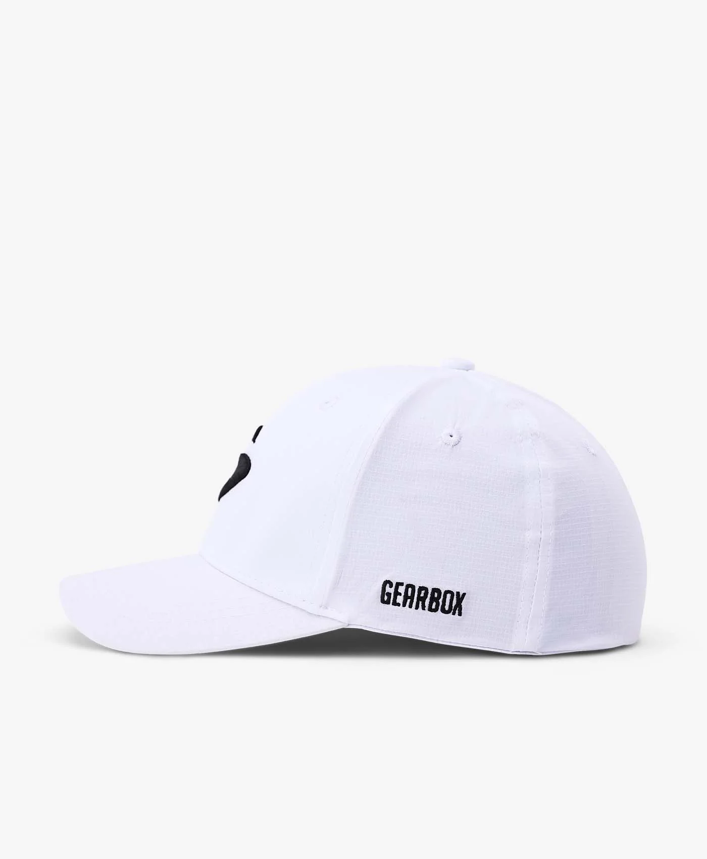 Mũ GB Classic trắng nhìn ngang, thấy dáng vành cong