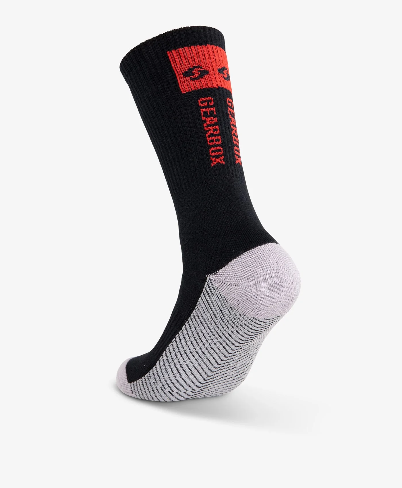 Một chiếc tất Crew Socks Black/Grey nhìn nghiêng từ phía sau