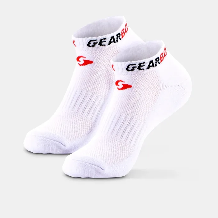 Tất pickleball cổ ngắn Gearbox No-Show Socks - White/Black/Red
