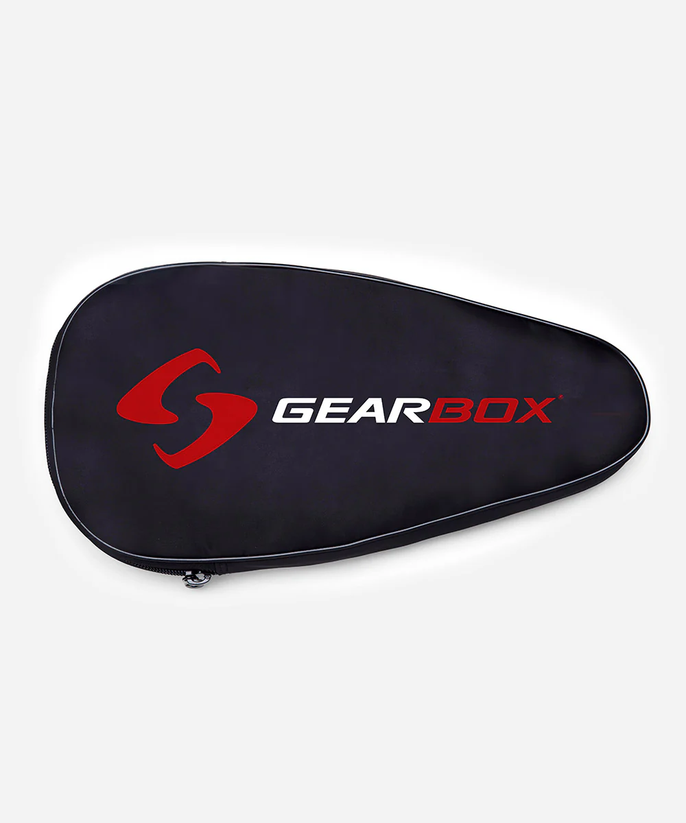 Bao vợt Gearbox Paddle Cover màu đen đặt nằm, mặt có logo Gearbox