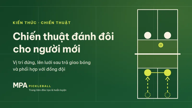 Chiến thuật đánh đôi pickleball cho người mới: vị trí đứng, lên lưới sau trả giao bóng và phối hợp đồng đội