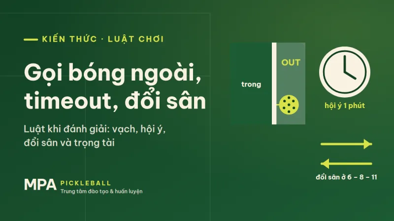 Luật gọi bóng ngoài, timeout, đổi sân và trọng tài trong pickleball khi đánh giải