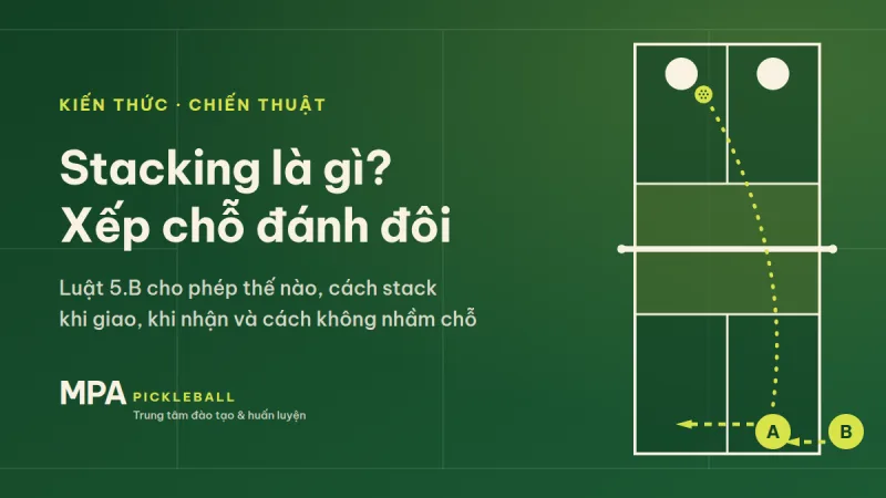 Stacking pickleball là gì? Luật cho phép xếp chỗ thế nào, cách stack khi giao và khi nhận giao bóng